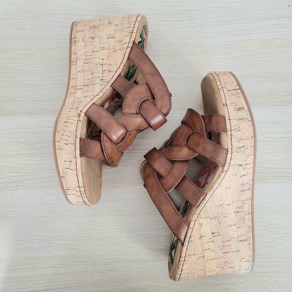 B.O.C. Cora Platform Wedge Sandals Cork Brown Tan Platform Comfort Open Toe 10 - Picture 6 of 9
